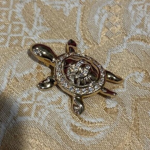 SWAROVSKI Crystal Gold Tone TURTLE BROOCH - Picture 8 of 10